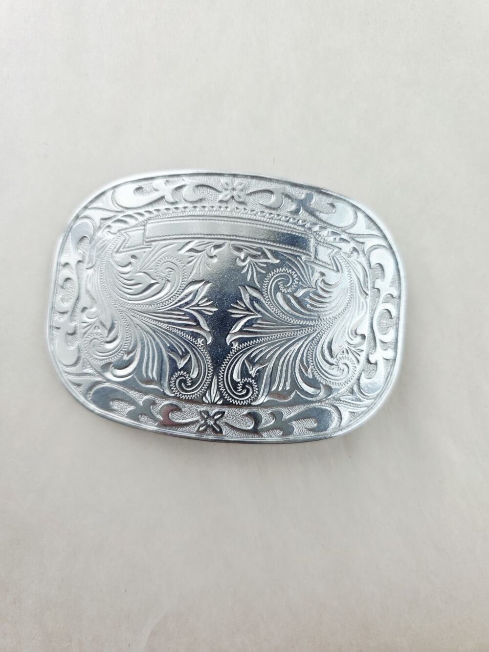 Vintage Silver-tone Engraved Buckle 2.5 x 3.5" Americana Western Boho Festival